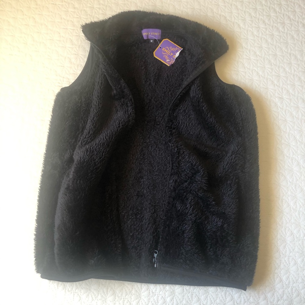Black fuzzy vest